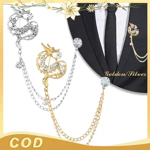 —Lapel Pin— Bros Jas Naga Vintage Warna Emas Dan Perak Aksesori Universal Untuk Pria Dan Wanita
