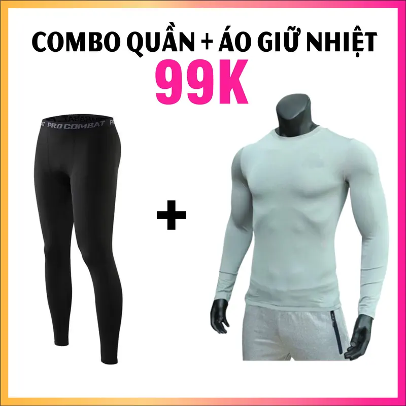 Combo Bộ Quần Áo Giữ Nhiệt [ 1 Áo giữ nhiệt + 1 Quần giữ nhiệt dài đen] dành cho anh em chơi thể thao, thời trang, Nam nữ. Đủ màu, Đủ size. TOP, SPORT, 6