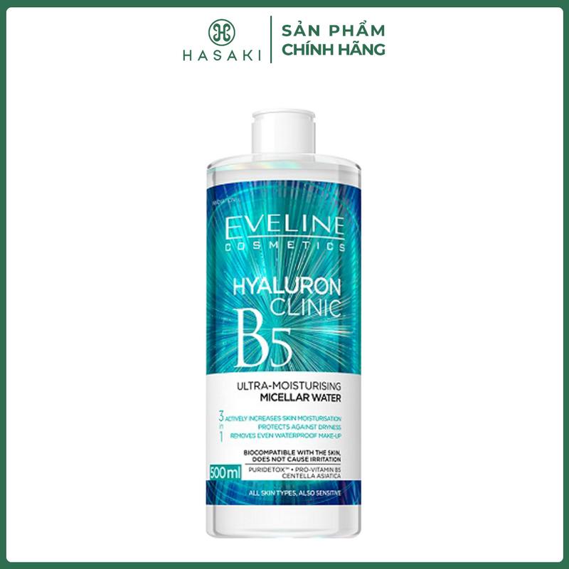 Nước Tẩy Trang Eveline Hyaluron Clinic B5 Cấp Ẩm 500ml Hyaluron Clinic B5 Ultra-Moisturising Micellar Water | HASAKI BEAUTY Cosmetic Nữ Cosmetic Nữ