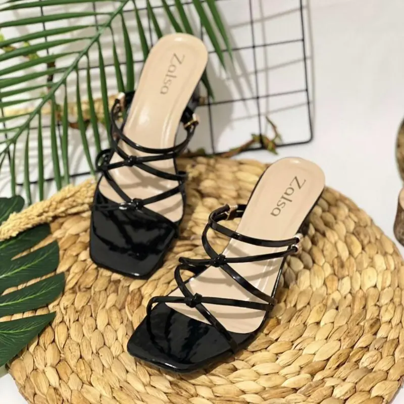 Sendal high heels wanita 5cm Tali silang Sandal 5