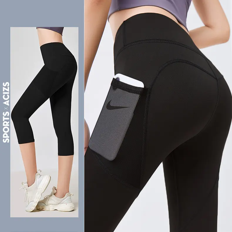 ZYT Quần tập thể dục nữ (5 phần), quần tập yoga dài Có túi bên. Legging, quần legging, quần thể thao Sport Chạy Bộ 5