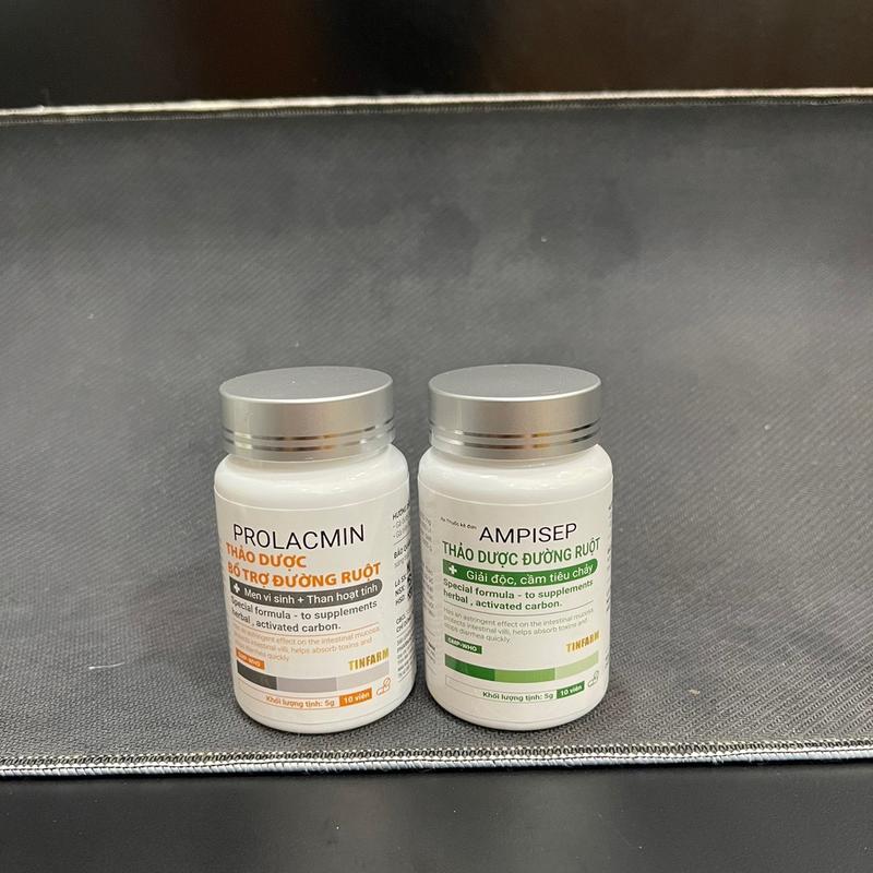 Compo Tinfarm  Hỗ Trợ Đường Ruột Prolacmin  (10viên) và Ampisep (10viên) Giúp Gà Hồi Phục, Cung Cấp Men Vi Sinh, Than Hoạt Tính Cho Gà