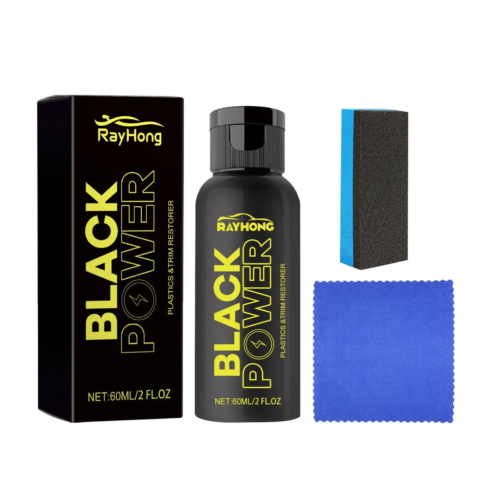 Car Plastic Refurbishment Agent Set, Car Interior Cleaning & Polishing Agent with Sponge & Cloth, Professional Car Interior Care Product