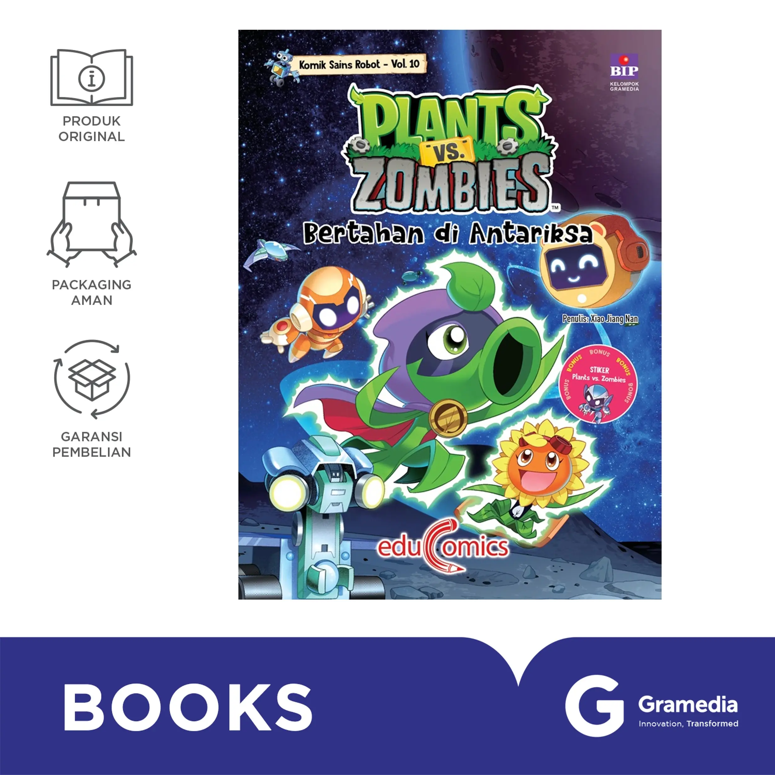 Buku Educomics Plants Vs Zombies Komik Sains Robot 10 Bertahan di Antariksa