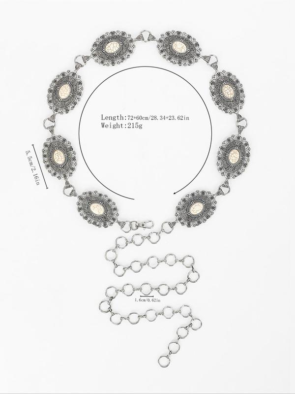 Women's Baroque Style Chain Belt with Geometric Decoration, Casual Trendy Waist Belt, Fashion Accessories for Clothes Decoration for Dress 1