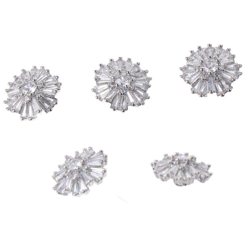 5 PCS DIY Crafts Zircon Rhinestone Buttons Flower 16mm Clothing ...