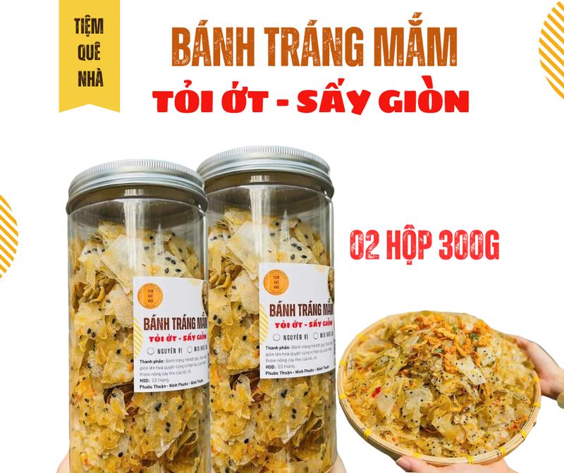 Combo Ăn Vặt 02 Hủ 300g - Bánh tráng Mắm tỏi ớt SẤY GIÒN - Đặc sản Phan Rang - Tiệm Quê Nhà
