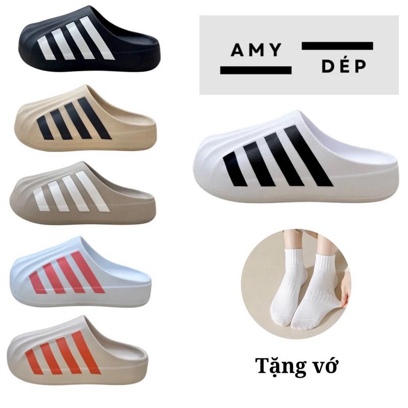 [ Tặng Vớ ] Dép sục ADI 3 sọc Nam và Nữ đúc nguyên khối EVA - chống trơn trượt - HỖ TRỢ ĐỔI SIZE - đế cao 4cm.