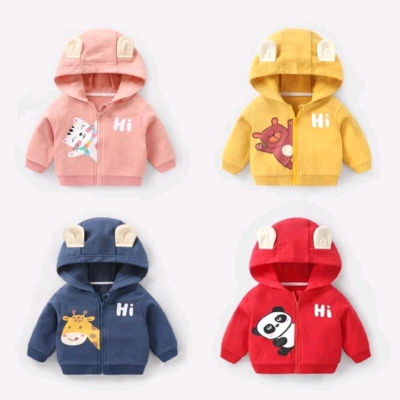 ÁO KHOÁC HIHI TAI GẤU DỄ THƯƠNG | CHẤT COTTON NỈ DA CÁ CHO BÉ TRAI VÀ GÁI 6-16KG Jacket Top Jacket Top