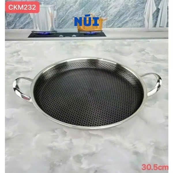 Chảo Pizza Tổ Ong Chockmen size 30, Chiên rán nướng thịt, bánh, hải sản inox cao cấp 18/10 CKM232
