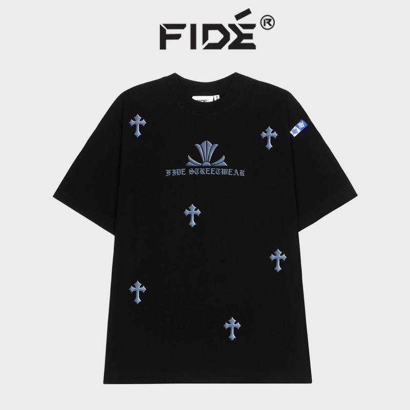  Áo thun FIDE unisex form rộng cổ tròn AT50 Cotton Menswear Nam 