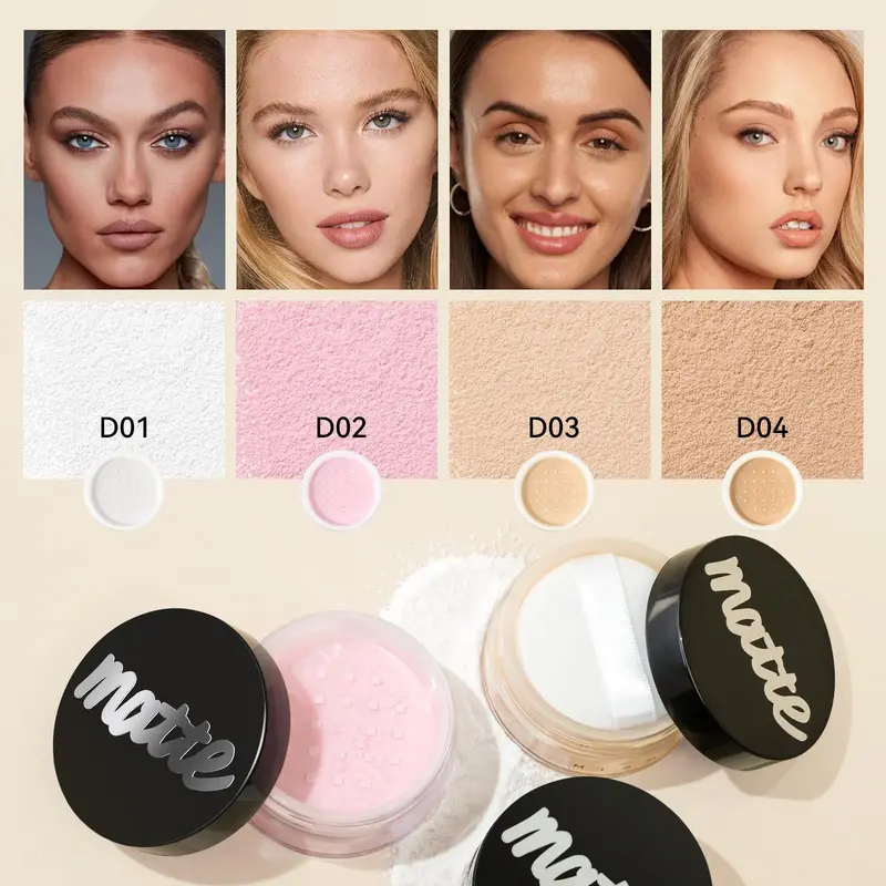 Oil Control Loose Powder, 2 Counts/set Long-lasting & Lightweight Foundation Makeup Setting Powder, Suitable for Oil Control and Setting Makeup, Cosmetic 6
