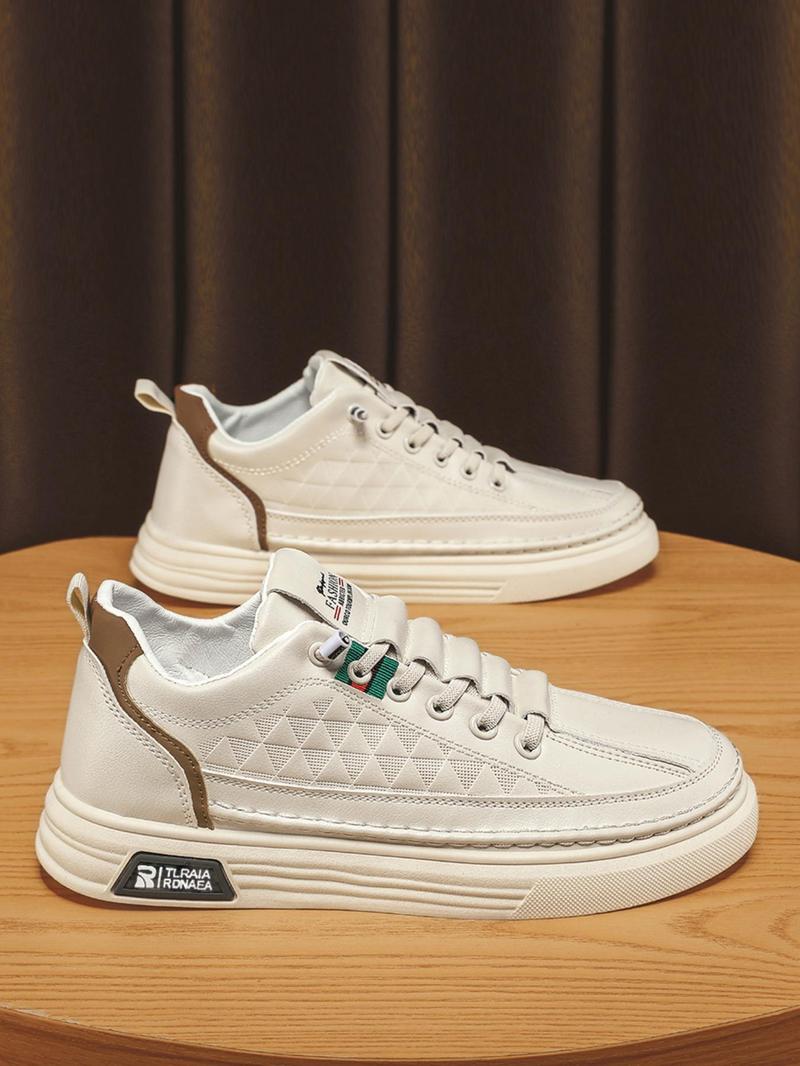 Product Introduction of Men's Casual Low Top Lace up Skate Sneakers As Gift, Fashionable PU Leather Comfortable Sports Shoes, Male Round Toe Shoes for Daily Used Closed Trainer 16