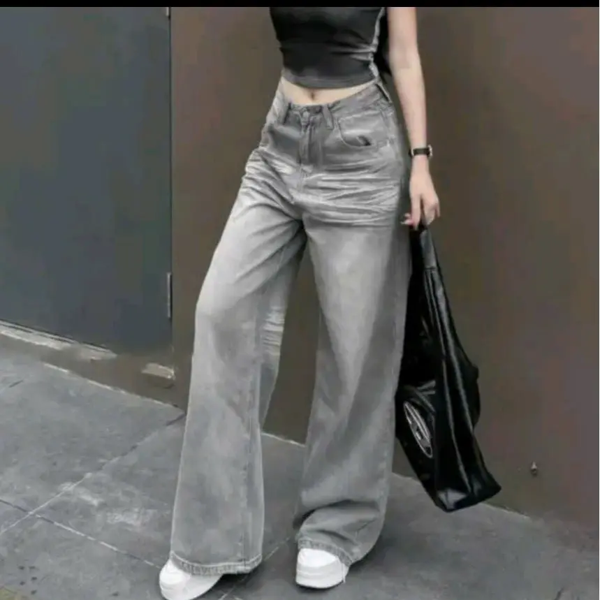 Quần jeans nữ ống rộng lưng cao chất jean mềm  M5723