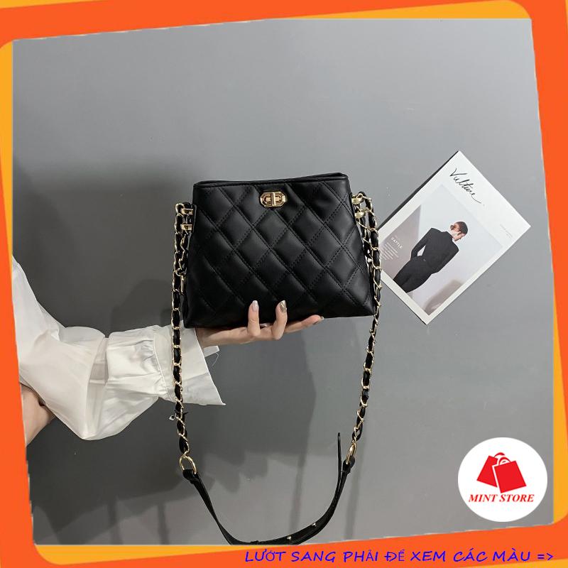 Túi đeo chéo nữ khóa xoay trần trám - Túi xinh mint store PK 261 Bag Da Đeo Vai
