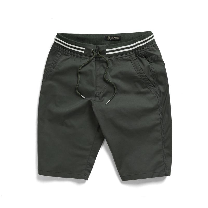  Quần short nam lưng thun dây rút thời thượng trendy Menswear Kaki Kem Nhung   SLT14   