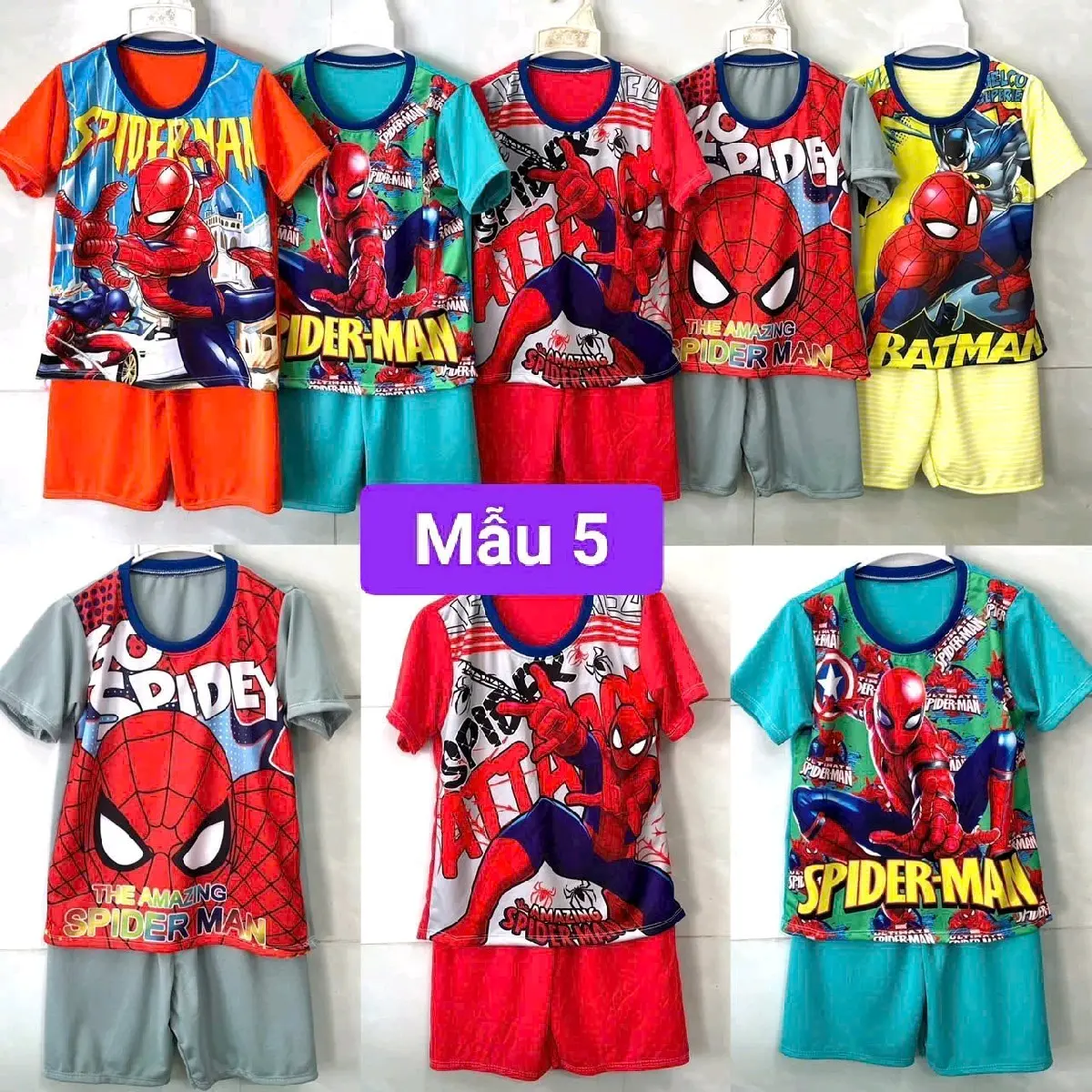 (5_30 ký) combo 5 bộ  siêu nhân, thể thao , người nhện, đồ Lam , bà ba, Thun , Bộ , Lanh , kiss , kids, plaza, 4 set vest nỉ labubu aohoodie chobetrai quần boy ống áo khoác cách jean sơ nhung quà noel combat đầu lân khủng long múa fashionable outfits star