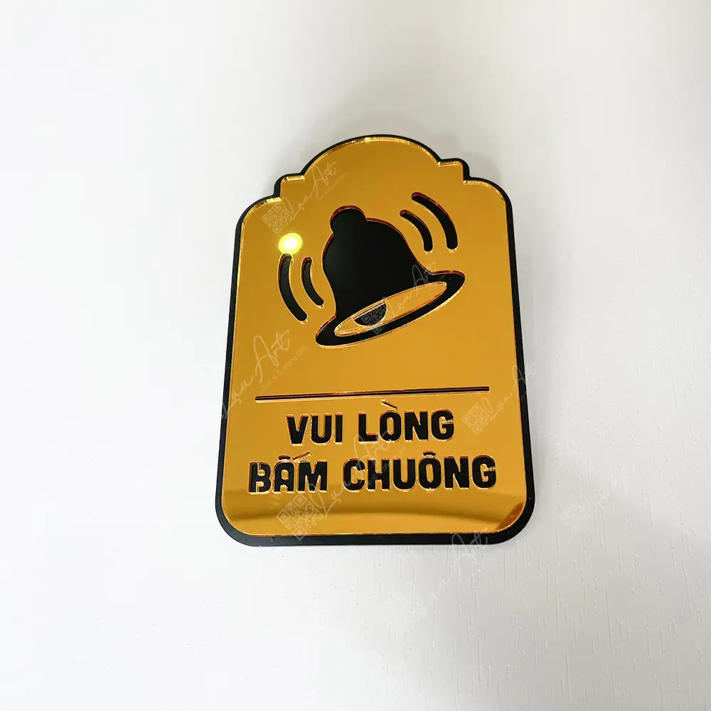 Bảng lòng bấm chuông, biển nhấn chuông Gương Vàng cao cấp