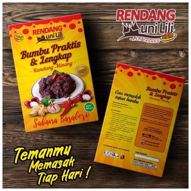 Bumbu Rendang Instan TANPA TAMBAH SANTAN - Rendang uni lili Bumbu Rendang Praktis & Lengkap utk 1 KG Daging Rendang Uni Lili BUMBU INSTAN 0