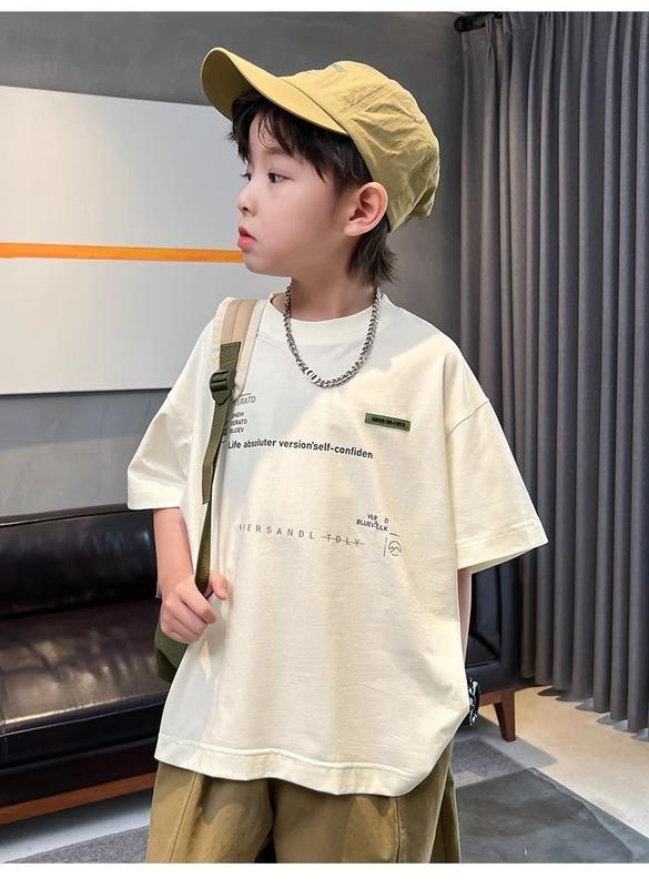 Product Introduction of Áo Thun Bé Trai, Chất Liệu Cotton, ngắn Tay, Thích Hợp Cho Mùa Hè 2024, Hàng Mới Về, Dành Cho Trẻ Em Trung Bình Và Lớn, Dáng Rộng Vừa Vặn, Phong Cách Thường Ngày Hợp Xu hướng Thiết Kế Ngầu Tay Lửng 14