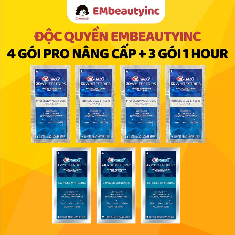 [SET ĐỘC QUYỀN] Set 7 Gói Mix Miếng Dán Trắng Răng Gồm 4 Gói Pro Nâng Cấp + 3 Gói 1 Hour Trắng Nhanh