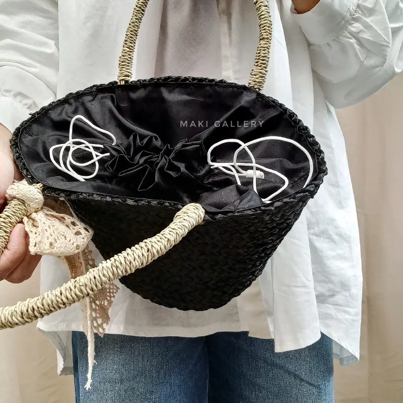 Tas Anyaman Kerajinan Mendong Pandan Pita Renda Etnik Wanita Tradisional Bali Gemma Bag By Maki Gallery Polos Dewasa 8