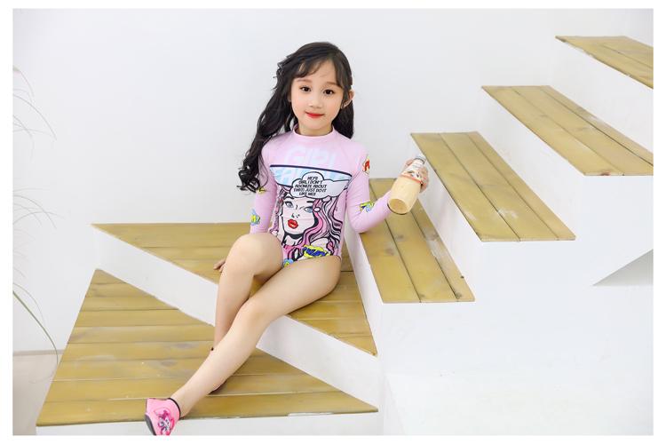 Product Introduction of Children's sunscreen swimsuit Girls' one-piece quick-drying wetsuit long-sleeved trousers surfing medium and large children's beach swimsuit 6