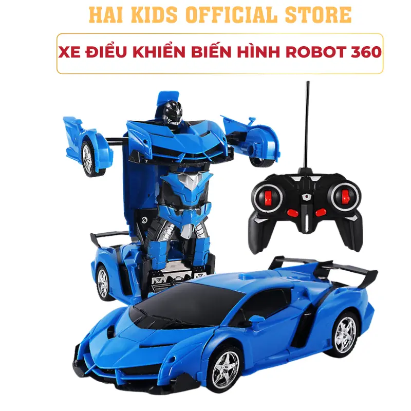 Ô tô điều khiển từ xa- Siêu xe biến hình 2in1 robot biến  hình kèm sạc điện phù hợp cho các bé từ 2 tuổi 0