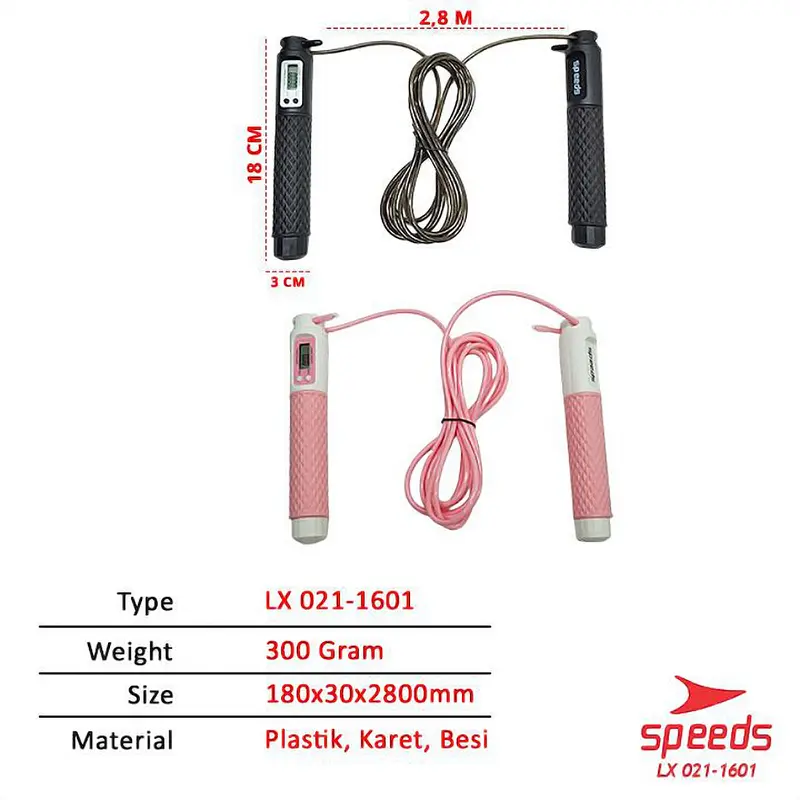 SPEEDS 2 in 1 Tali Skipping / Skipping Spring Lompat Tali Jumping Rope Dengan Tali dan Tanpa Tali Outdoor Dengan Alat Hitung Otomatis 021-1601 1