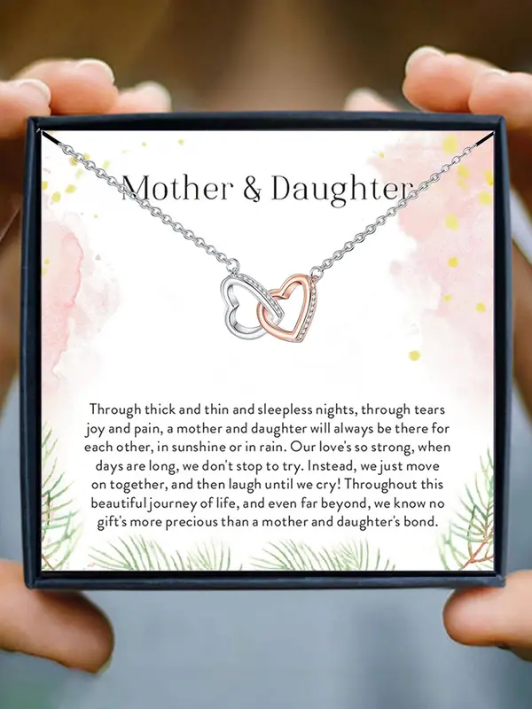 Heart Shaped Pendant Necklace, Mother & Daughter Themed Necklace, Fashion Jewelry Accessories for Women & Girls, Gift for Mom & Daughter 2