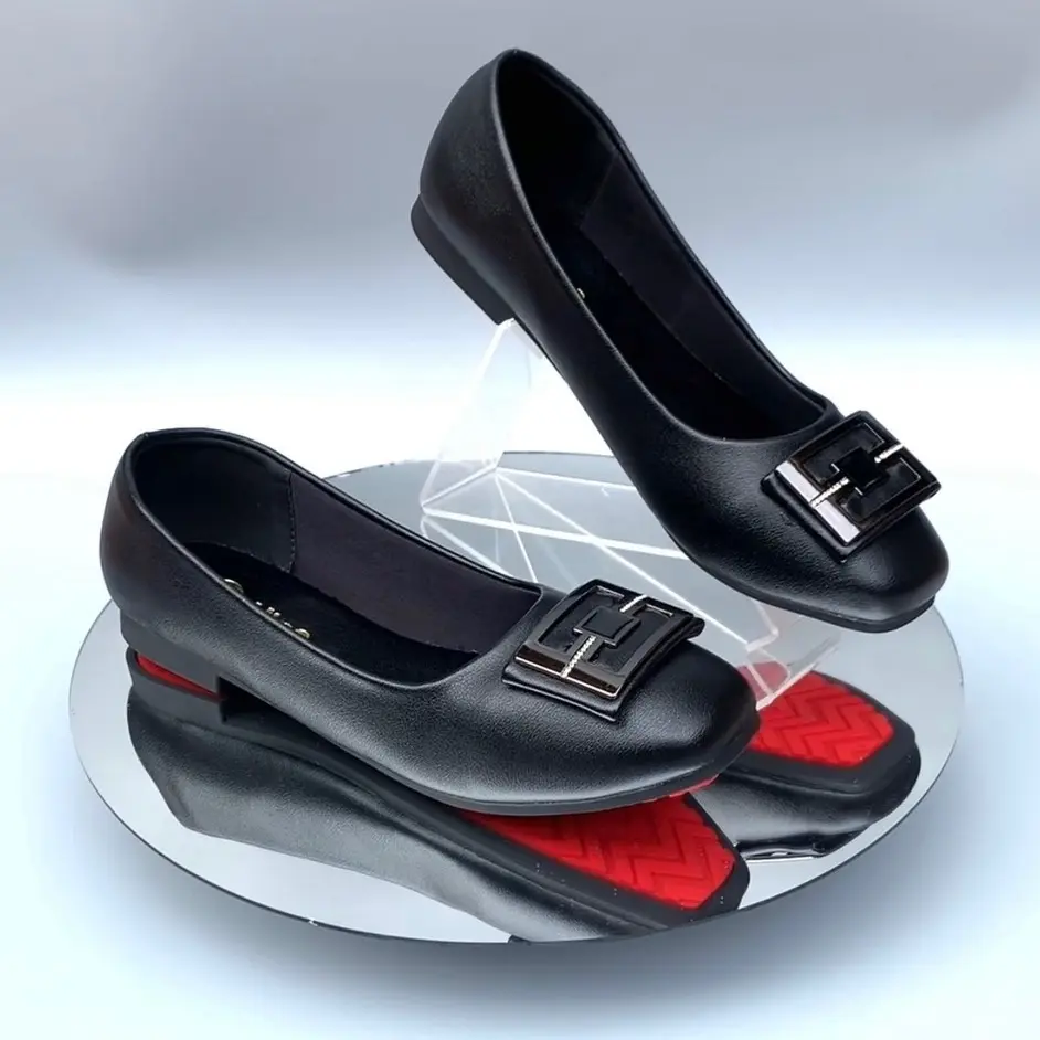 Giày bệt da lì mũi vuông Mũi vuông Nữ Cao Su Shoes