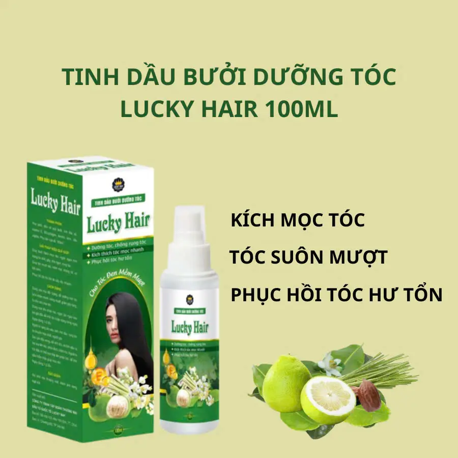 Xịt Tinh dầu Bưởi Lucky Hair kích mọc tóc và giảm rụng tóc 100ml