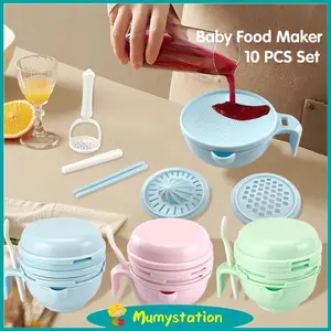 Baby food Maker multifungsi Grinding bowl alat mpasi bayi 10 pcs set Blue Green