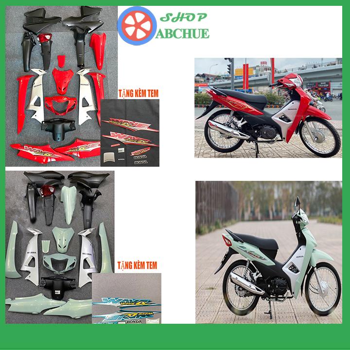 DÀN ÁO - BỘ VỎ NHỰA Wave A100- A50 đủ màu hót : Đỏ, Xanh ngọc, Xanh dương, Xanh nõn chuối, Trắng, Cam. Xám xi măng,Đen