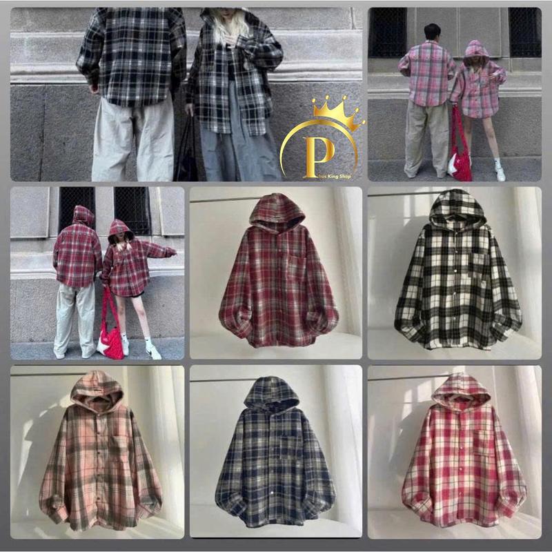 [HÀNG CAO CẤP] Áo Chống Nắng Unisex Nam Nữ Flannel Dài Tay Sọc Caro Có Mũ Form Rộng Hàn Quốc Unim Club - ACN