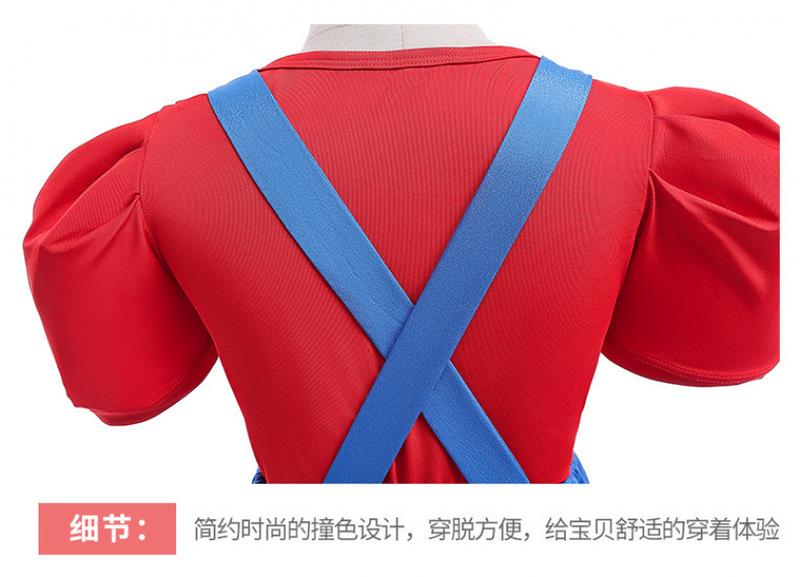 Product Introduction of European and American New Super Horsepower Movie Cosplay Mario Two Pieces Suit Girls' Suspender Skirt Suit 18