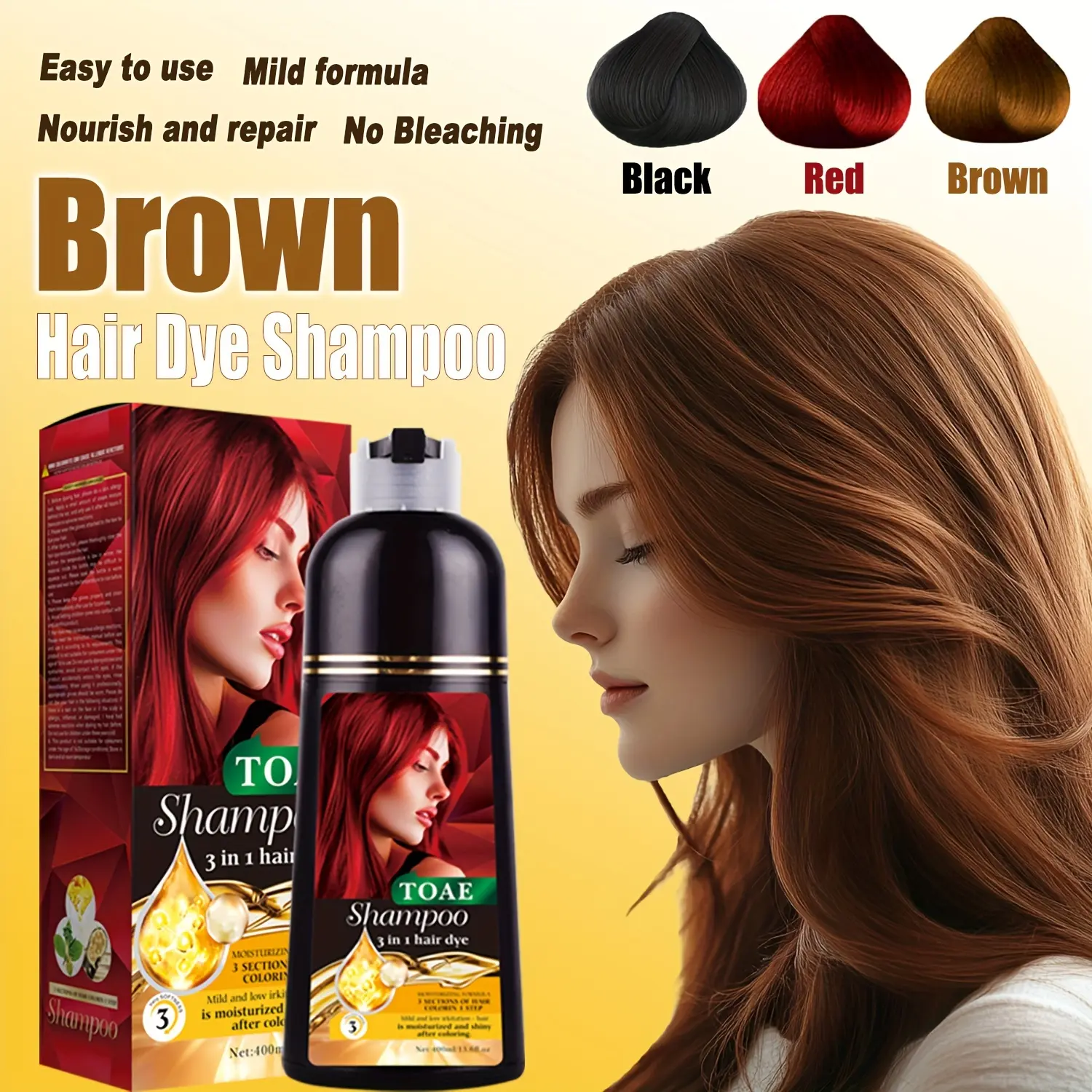 TOAE Hair Dye Shampoo 3 In 1 Herbal Hair Dye Color Shampoo Plant ...