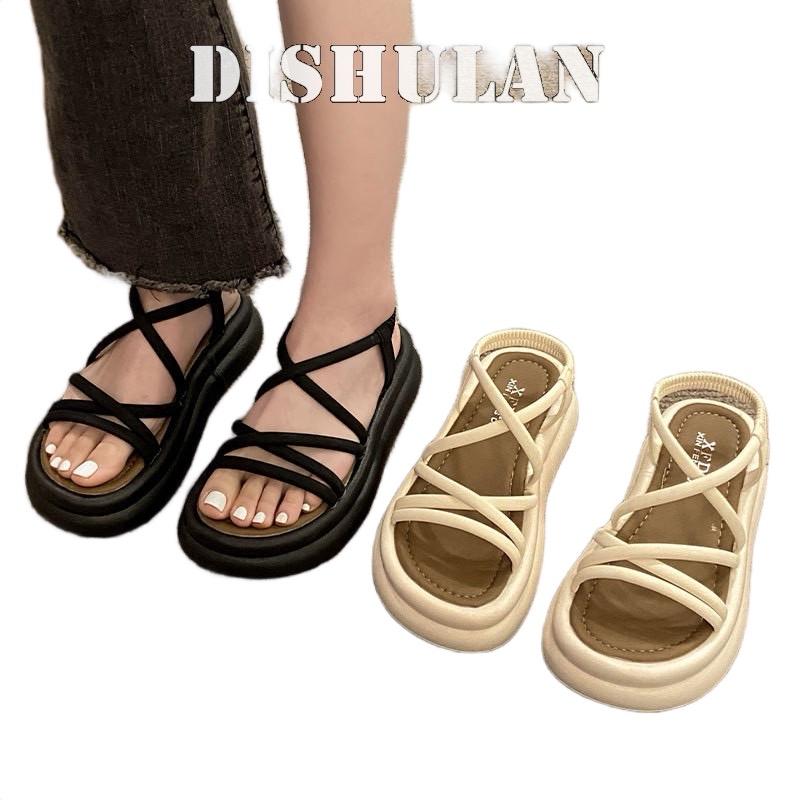 Giày Sandal Dây Mảnh Đan Chéo Thời Trang Shoes GiàY - DéP Mặt Kem (6) Nữ depsandal Women