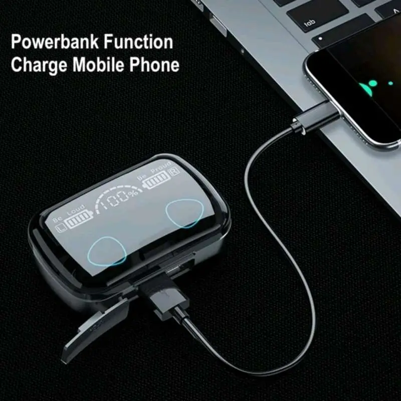 ARKANATECH Headset Bluetooth TWS M10 BLUETOOTH Wireless mega bass EARPHONE Gaming 2in1 Powerbank Headphones 2