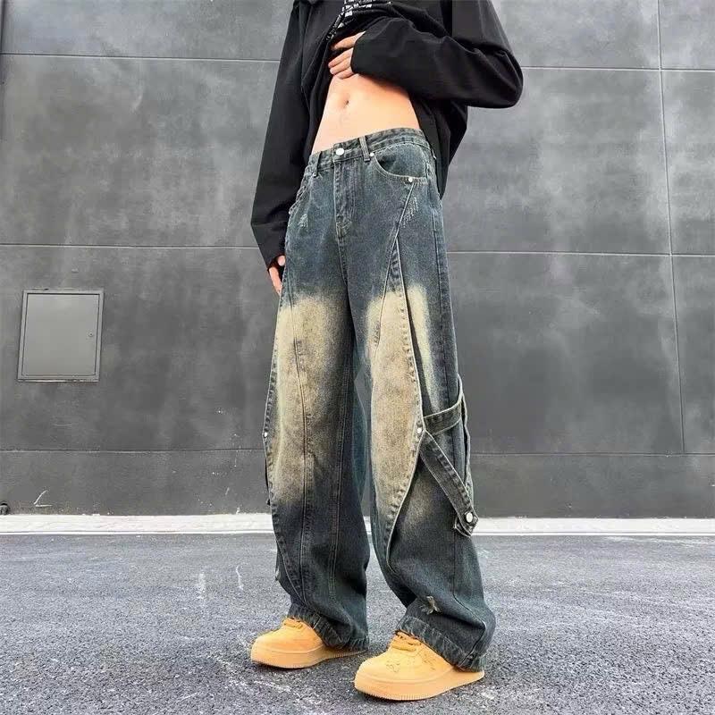 ￼Calem Club - Quần Jean Ống Rộng wash màu tôn dáng form unisex nam nữ quần bò ống rộng Menswear Pants Ong 3