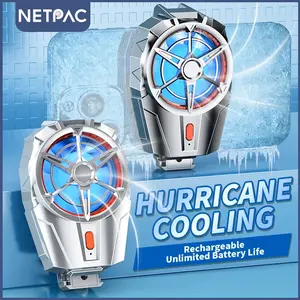 NETPAC Funcooler X52 Penghancur Panas HP dengan RGB LED & Baterai 300mAh - Pendingin Nirkabel Mini Kompak untuk Android & iPhone