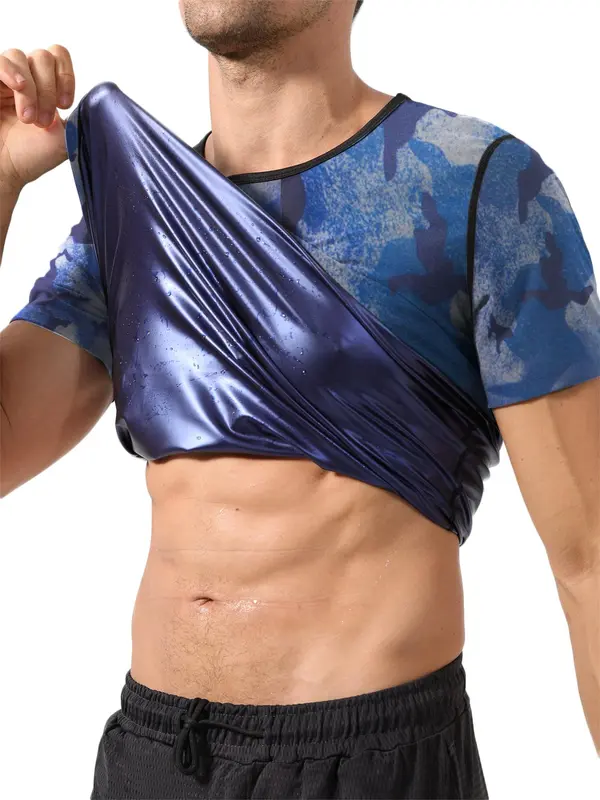 Men's Round Neck Sweatproof Shapewear Tee, Breathable Comfortable Short Sleeve T-Shirt, Shaper for Men, Underwear for All Seasons 1