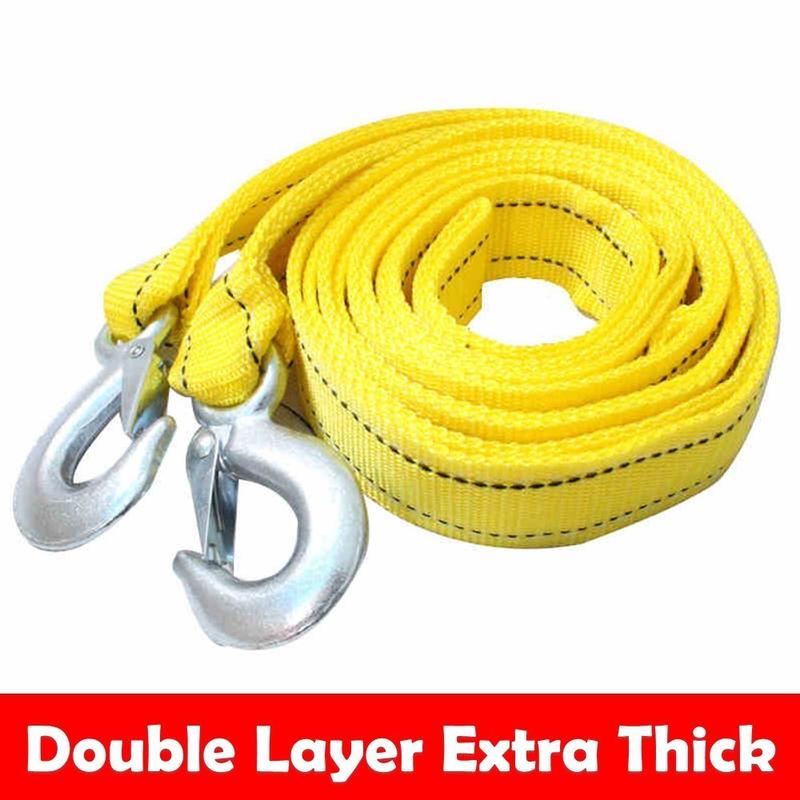 Product Introduction of COD FREE Shipping (SUPER STRONG & STABLE) 3Meter 3Ton Universal Trailer Rope Double Layer Car Tow Rope Towing Strap With Hooks 1