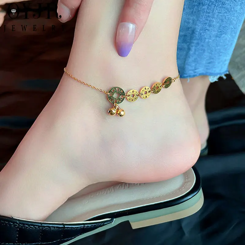 OYJR Vòng chân nữ nhỏ xinh Hình dạng đồng cổ chuông trung quốc style quà sinh nhật 6