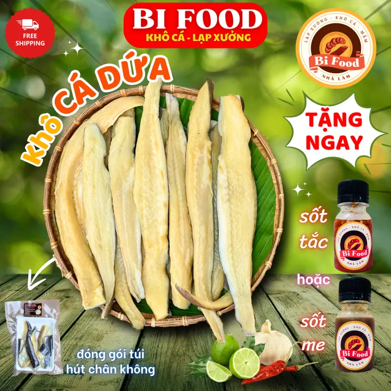 Khô cá dứa cọng 3 nắng loại 1 - TẶNG SỐT ME - BIFOOD - khô cá dứa cọng được tẩm vị vừa ăn không mặn thịt dai thơm mềm - FREESHIP 0