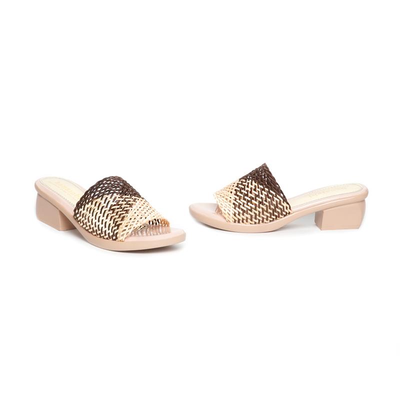 Dép Nữ Đế PU Kem Siêu Nhẹ Cao 5cm Hanatabi Quai Lưới Bigsize (35-42) Mã HNDE5F1102 2