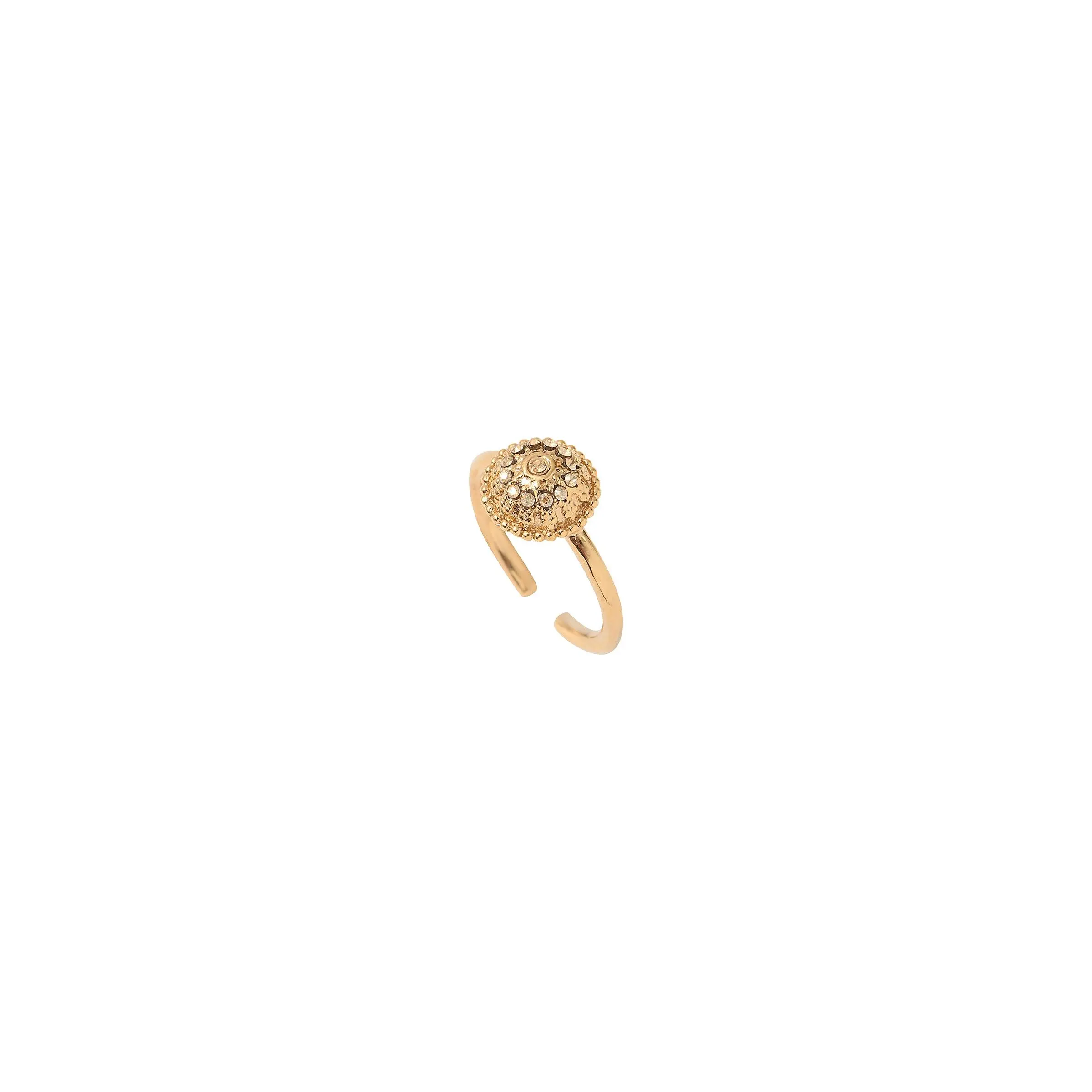 Satellite Paris Farah Sophisticated Metal & Prestige Crystal Adjustable Ring in Gold-Plated