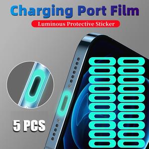 5Pcs Charging Port Protector Film Protective Film Protector Sticker Anti-scratch Charging Port Stickers Interface Luminous Clear Universal Invisible for Apple Micro USB Type-C