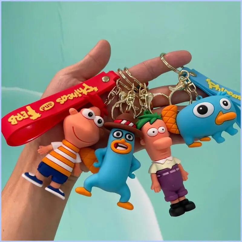 HOT DSGBSDBVCX CXVSBS 177 Cartoon Phineas and Ferb Keychain Anime Cute Figure Schoolbag Keyring Pendent Car Key Accessories Birthday Gift for Kids