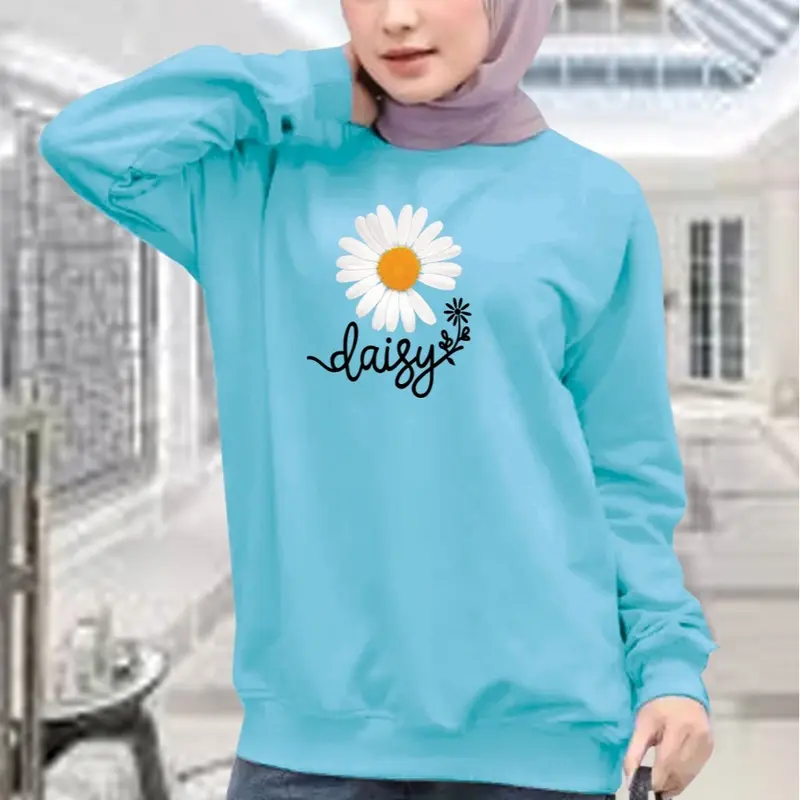Kaos Wanita Lengan Panjang / Atasan Cewek  Babyterry Flowers Sablon 7